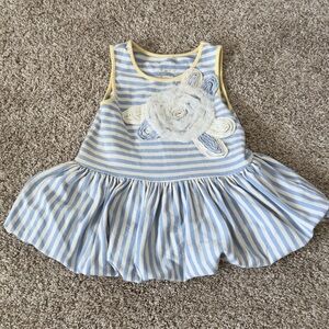 Pippa & Julie toddler girls blue striped floral flower dress size 3T